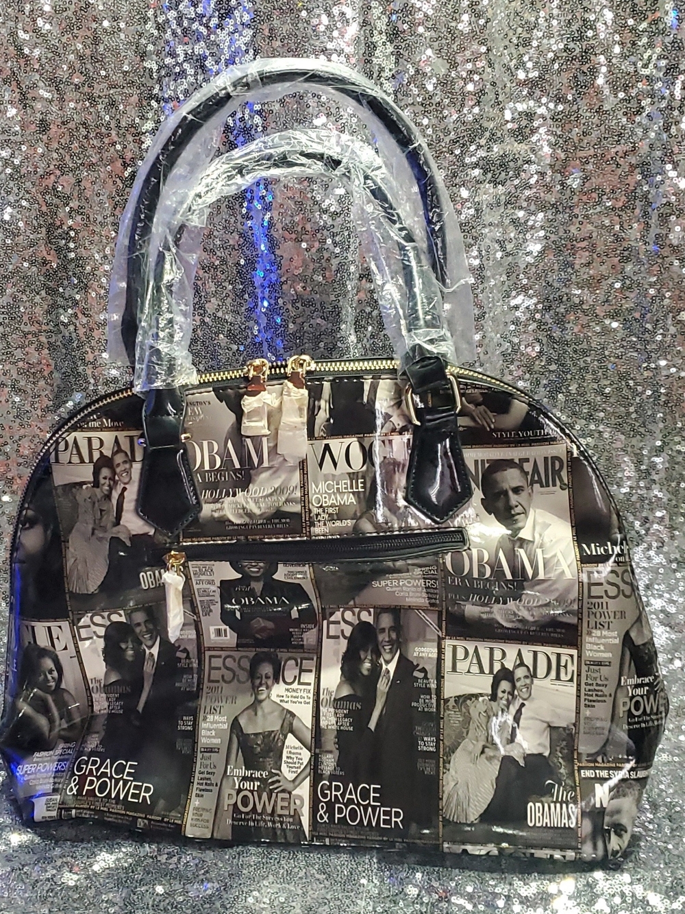 Black & White Limited Edition Michelle Obama Dome Satchel Handbag